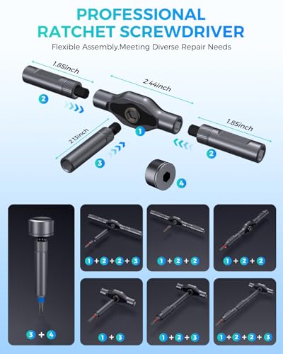 SOONAN Ratchet Screwdriver Set : 74 in 1 magnetic Screwdriver sets, S2 Steel Bits, DIY Combination Flexible Shaft, Suitable for Furniture Assembly, Precision Electrical Appliance Repair, Bicycle Tools - size: 74 in 1 Black