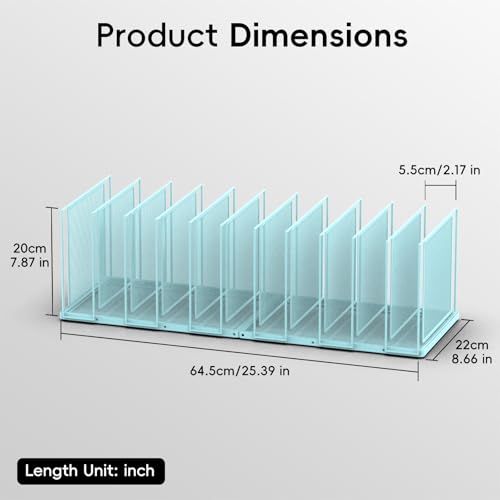 File Organizer for Desk, 11-Section Vertical File Sorter, Paper Holder Organizer Standing Metal File Folder for Office Home Classroom, Blue - color: Blue, size: 1 Pack 11-Section