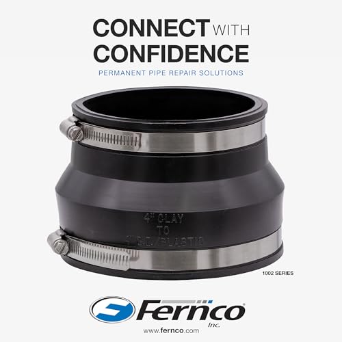 Fernco P1002-55 Flexible PVC Pipe Coupling for Clay to Cast Iron, Plastic or Steel Plumbing Connections