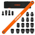 Pro Offset Extension Wrench 19PCS, Impact Wrench Extender Tools Socket Set - color: Orange