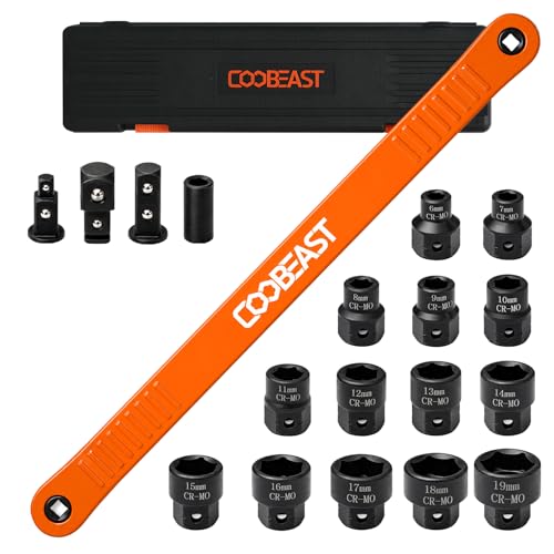 Pro Offset Extension Wrench 19PCS, Impact Wrench Extender Tools Socket Set - color: Orange