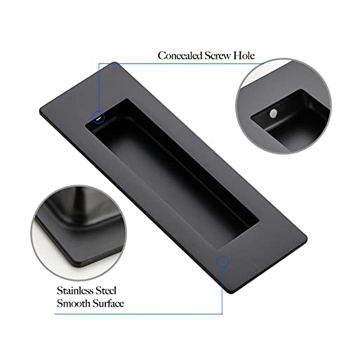 Ravinte 4 Pack Black Sliding Closet Door Handles, Flush Pulls 5.9in Length - color: Black, size: 150mm