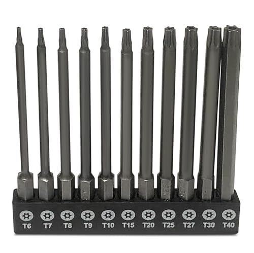 aiyun 11 Pack Star Security Screwdriver Bit Set Shark Vacuum (100mm Length) - size: 100mm Length (T6-T40)