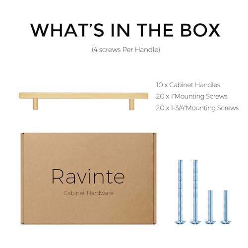 Ravinte Champagne Gold Handles Square Cabinet Hardware 8 Inch 10 Pack - size: 8" Hole Center