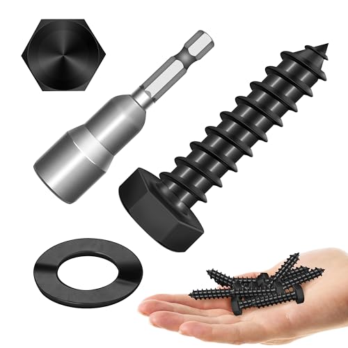 Mywish (10Sets) 3/8" x 1-1/2" Hex Head Lag Bolts, Heavy Duty Lag Screws with Washers, 304 Stainless Steel Bolts 18-8, Lag Screws Wood Screws, Partial Thread Black Oxide, 3/8 Bolt - size: 3/8 x 1-1/2" (10 set)