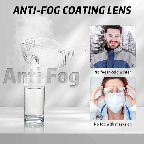 Salfboy Safety Glasses Over Eyeglasses, Anti-Fog Protective Goggles