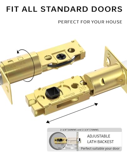 Asidrama 1 Pack Brushed Gold Passage with Deadbolts - color: Brushed Gold, size: 1 Pack, style: Passage with Deadbolt