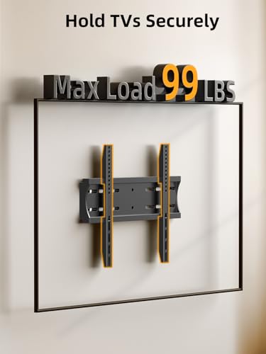 IWORKBOARD 43 50 55 inch Fixed Low Profile TV Wall Mount for 24-65 inch LED/LCD & Flat/Curved TVs, Universal Wall Mount Bracket with Safe Lock, Max VESA 400x400mm, up to 99Lbs & 16 '' Stud (Pack of 2) - size: For 24" to 65" TVs, 16" Studs (Pack of 2)