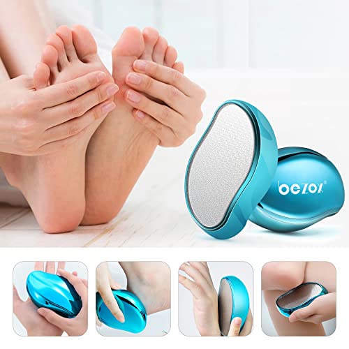 BEZOX Glass Foot File, Foot Scrubber Callus Remover for Wet and Dry Feet, Portable Handheld Sized Foot Scraper for Cracked Heel - Shinning Blue - style: Shinning Blue