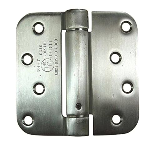 Self Closing Spring Hinges Stainless Steel 4-5/8 Inch 2-Pack - color: Stainless Steel, size: 4" x 4" with 5/8" radius (Pack of 2)