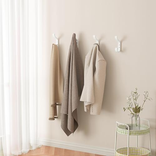 Coat Hooks Wall Mount,Heavy Duty Wall Hooks for Backpack,Towel,White 6 Pack - color: White, size: 6 Pack