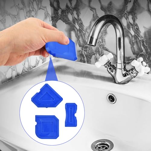 10 Pcs Silicone Caulking Tool, 3 in 1 Caulk Remover Tool | Grout Removal Tool with Replaceable Pad Glass Glue Angle Scraper, Sealant Finishing Tool for Kitchen Bathroom Tile Sink Joint