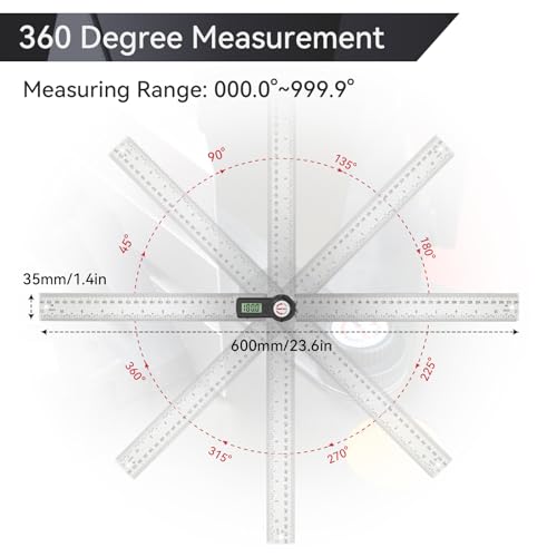 GemRed 82305 Digital Angle Finder Protractor (Stainless steel 300mm)