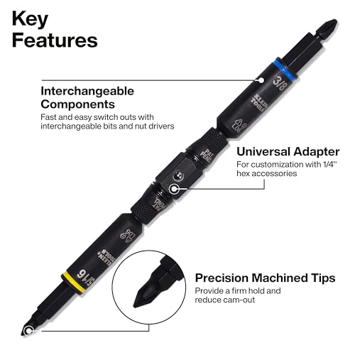 Klein Tools 32500HD Multi-Bit Screwdriver/Nut Driver, Impact Rated 11-in-1 Tool with Phillips, Slotted, Square and Torx Tips