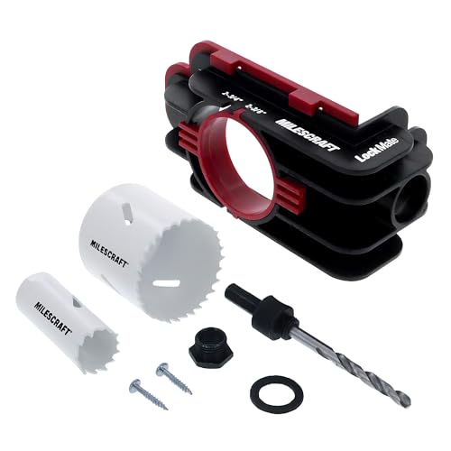Milescraft 1337 Lock Mate - Door Lock Installation Kit with Jig for Wood/Metal Doors, 1-3/8" to 1-3/4" Thickness. Bi-Metal Cobalt Hole Saws Included