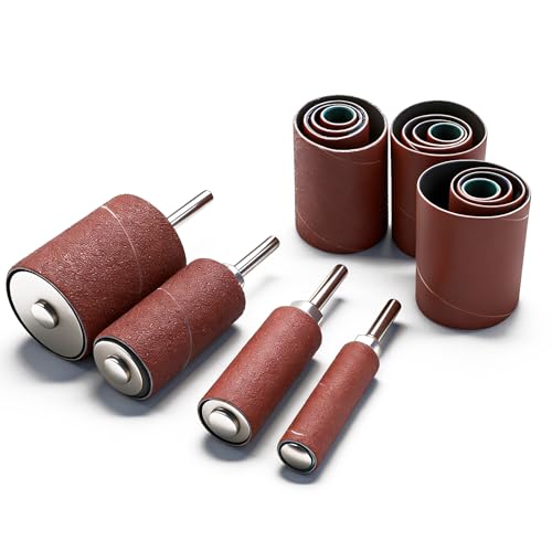 20Pcs Sanding Drums Kit for Drill & Drill Press,2-inch Aluminum Oxide Spindle Sander Sleeves (60/80/120/240 Grit) and 4 Rubber Sanding Drums,1/4-Inch Shank for Sanding,Smoothing, Metals,Wood - color: 20pcs-2inch