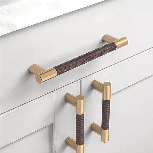 Champagne Bronze & Brown Knurled Kitchen Cabinet Pulls 5 Inch 10 Pack - color: Brown and Champagne, size: 5" Hole Center