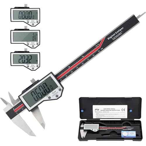 Digital Caliper, 6" Caliper Measuring Tool Extreme Accuracy Waterproof Electronic Vernier Caliper Industrial Stainless Steel Digital, Durable Measuring Tool with Large LCD Screen - color: Red Stainless Steel, size: 6"