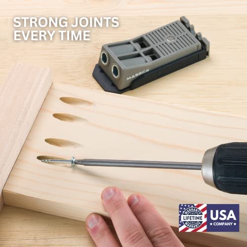 Massca Twin Pocket Hole Jig Kit, Woodworking Tools and Accessories Set