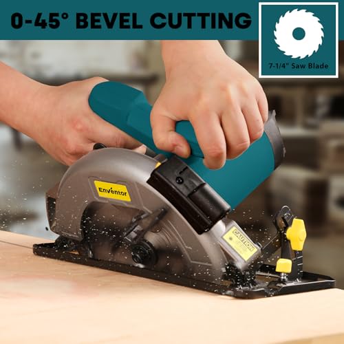 Enventor Circular Saw with Laser Guide, 2 Blades 7-1/4", 11A Corded Motor - size: 11A