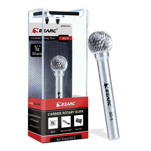 EZARC Tungsten Carbide Rotary Burr Bit, SD-5 Double Cut, 1/4-Inch Shank - style: SD-5