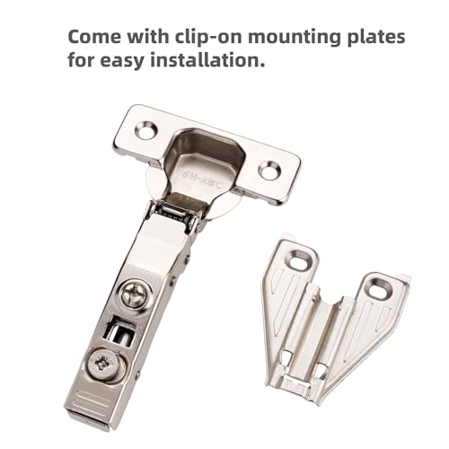 DecoBasics (20 PCS) Full Overlay Soft Close Cabinet Hinges for Kitchen Cabinets - 105° Face Frame Concealed Cabinet Door Hinge -3 Way Adjustability -Clip on Plate & Matching Screw 4 Easy Installation
