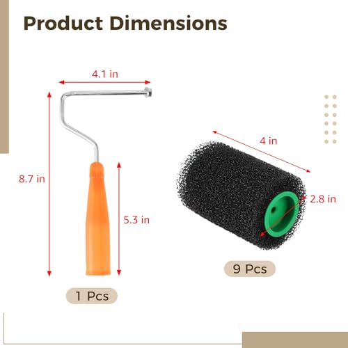 10 Pcs 4 in Foam Paint Roller Kit, High Density Sponge Foam Roller