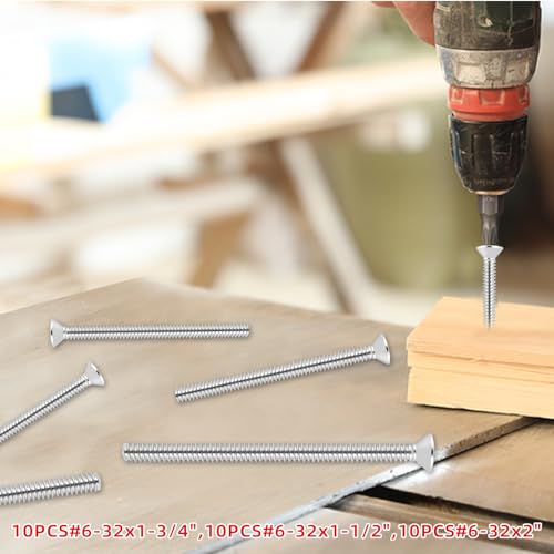 304 Stainless Steel Machine Screws,30pcs #6-32x2、#6-32x1-1/2、#6-32x1-3/4 Extra Long Outlet Screws Machine Long Electrical Outlet Screws Device Mounting Electrical Extender for Fix Wonky - size: #6-32x2"、#6-32x1-1/2"、#6-32x1-3/4"