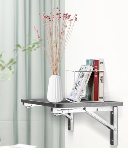 Folding Shelf Brackets, Max Load 330 lb, Heavy Duty Stainless Steel Collapsible Wall Mounted Shelf Brackets for Table, Space Saving DIY Bracket, Pack of 2 (Silver, 2packs 12 Inch) - size: 2packs 12 Inch