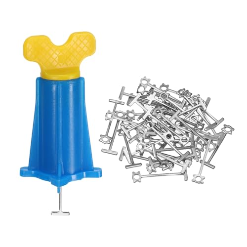 PATIKIL Tile Leveling Kit, 40 Pcs Reusable Leveler +40 Pcs Replaceable Steel T-Pin Tile Leveling System for Wall Floor, Yellow Blue