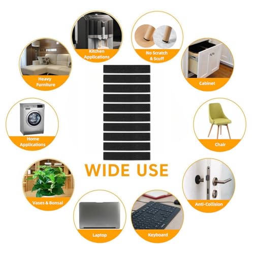 Non Slip Furniture Pads 1/2" x 3" Rubber Strips Self Adhesive Furniture Grippers Chair Leg Pads Rubber Chair Feet Anti Scratches Non Skid Furniture Pad Floor Protectors, 40 Pcs Rectangle - size: 0.5 x 3" Rectangle 40pcs