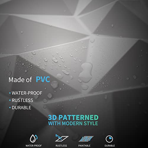 Art3d Textures 3D Wall Panels White Diamond Design for Interior Wall Decor Pack of 12 Tiles 32 Sq Ft (PVC)
