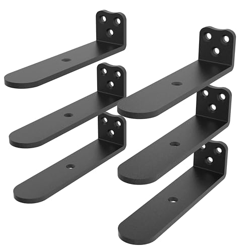 4Inch Black Heavy Duty Floating Shelf Bracket 6 Pack 3-Hole Mount - color: Black 6 Pack, size: 4 Inch