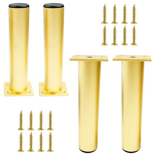 4-Pack Adjustable Aluminum Alloy Furniture Legs 7" Height Gold - color: Gold, size: 7 Inch