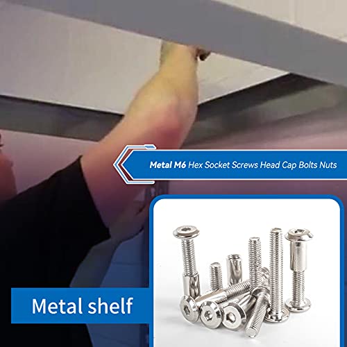 M6 x 16mm/20mm/25mm/30mm/40mm 140Pcs Hex Socket Screws Head Nuts - size: 16/20/25/30/40mm (140pcs)