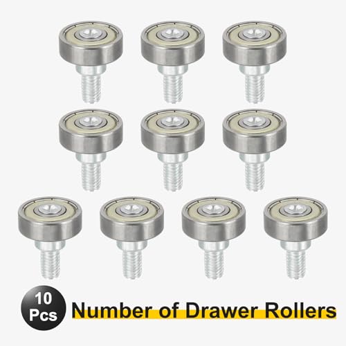 uxcell 10 PCS Drawer Rollers 19mm x 6mm Wheel 6mm Step, Steel Bearing Roller Drawer Pulley Bearing Replacement Wheels for Windows Sliding Door Track Guide, M6 x 10mm Thread - size: 6mm