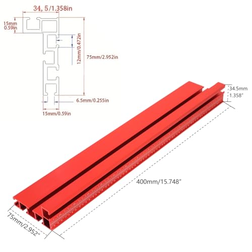 Table Saw Miter Gauge Works w/Table Saws, Band Saw and Router Table (Red) - color: Miter Gauge - Red