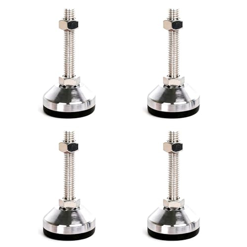 Heavy Duty Leveler Leg, Cabinet Leveling Feet,2.36" Dia. Base,M12 Thread,2000 Lb Capacity,Adjustable Workbench Legs,D60xM12x100,Black Carbon Steel PVC,4-Pack - size: D60xM12x100