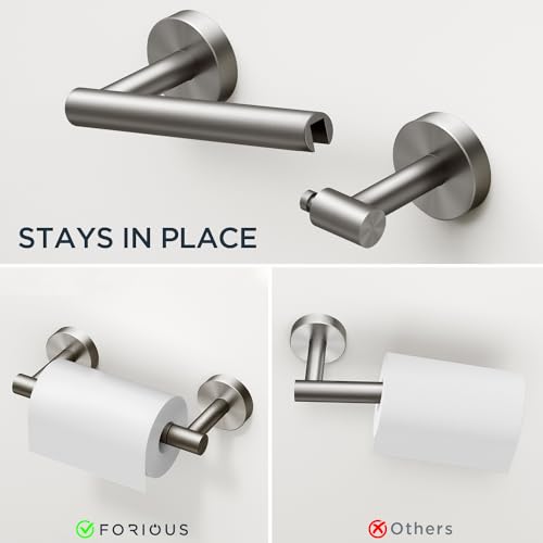 FORIOUS Bathroom Accessories, 4-Piece Bathroom Hardware Set - 24" Towel Bar - color: Stainless Steel