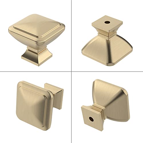 9BUILD 10 Pack Brushed Brass Cabinet Knobs,Solid Square Drawer Pulls - color: Brushed Brass, size: 1.2"/30MM