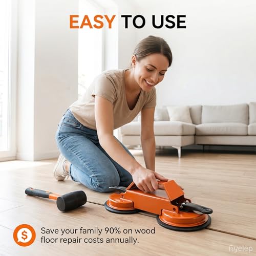 Floor Gap Fixer Tool Heavy Duty Repair Kit 45° Striking Surface Dual Suction Cup with Rubber Mallet for Laminate Vinyl SPC Flooring