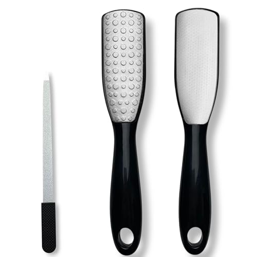 Professional Foot File & Callus Remover 2-in-1 Set for Seniors and Adults –9.6" Foot Rasp with 6.7" Nail File – Sapphire Black– Durable & Hygienic Pedicure Tool for Smooth, Soft Feet–Wet & Dry Use