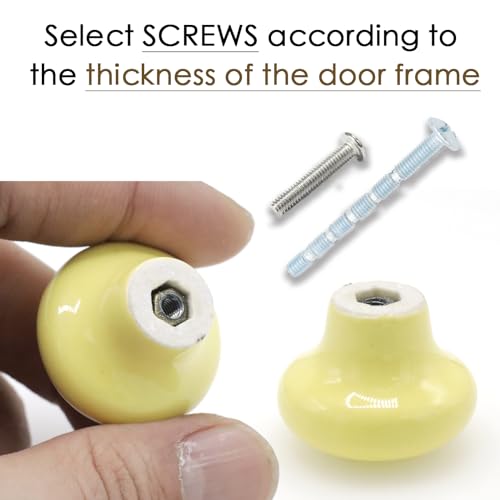 10-Pack Ceramic Cabinet Knobs Light Yellow 32mm Round Drawer Pull - color: Light Yellow