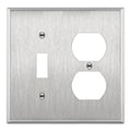 ENERLITES Combination Toggle & Duplex Metal Wall Plate, St&ard, Silver - color: Stainless Steel, size: Standard Size