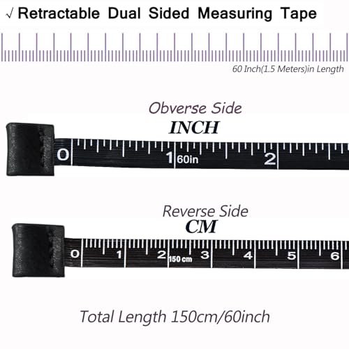 Tape Measure, 4 Pack Measuring Tape for Body Cloth Measurement Tape for Sewing Tailor Fabric Measurements Double Scale Soft Pink & White Tape Measure Retractable Measuring Tape Set - color: Black Purple Pink White 4 pack