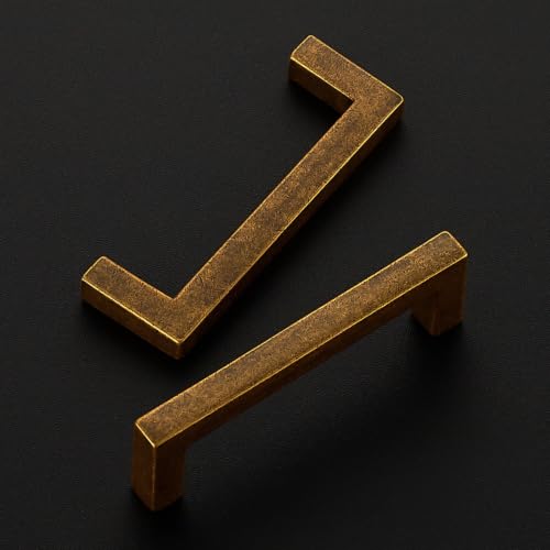 Ravinte Antique Brass Cabinet Handles Solid Cabinet Pulls 3 Inch CC, 5 Pack | Zinc Alloy, Slim Square Bar Grip, Smooth Drawer Pull Feel, Kitchen Cabinet Update, For Cupboards, Dressers, Drawers, Hardware - color: Antique Brass, size: Flat Black 3'' Hole C