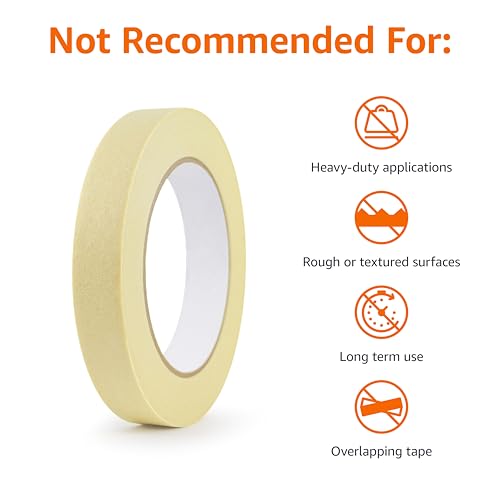Amazon Basics Low Tack Masking Tape, General Purpose, Hand Tearable, Removes Easily, for Labeling, 0.7 inch x 180 feet, Beige, 3-Pack - size: 0.7 Inch by 180 Feet