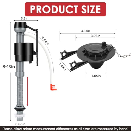 Universal Toilet Flush Valve Replacement Kit Height Adjustable Fill Valve - color: BLACK 1