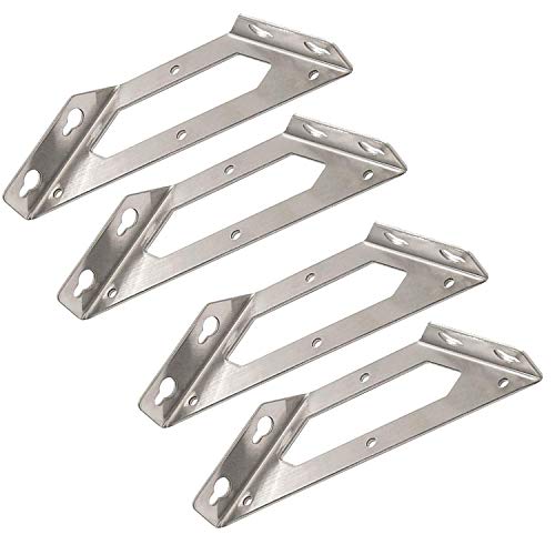 Trapeziform Angle Brackets Stainless Steel 5.7" x 1.81" Corner Braces-4pcs - size: Large 4pcs