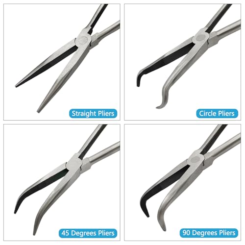 4 Pack 11" Precision Long Nose Pliers Set with Portable Bag, Insulated Grip - size: 4pcs With Bag